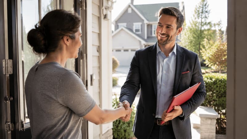 Precision consultant meeting with a homeowner about an insurance claim