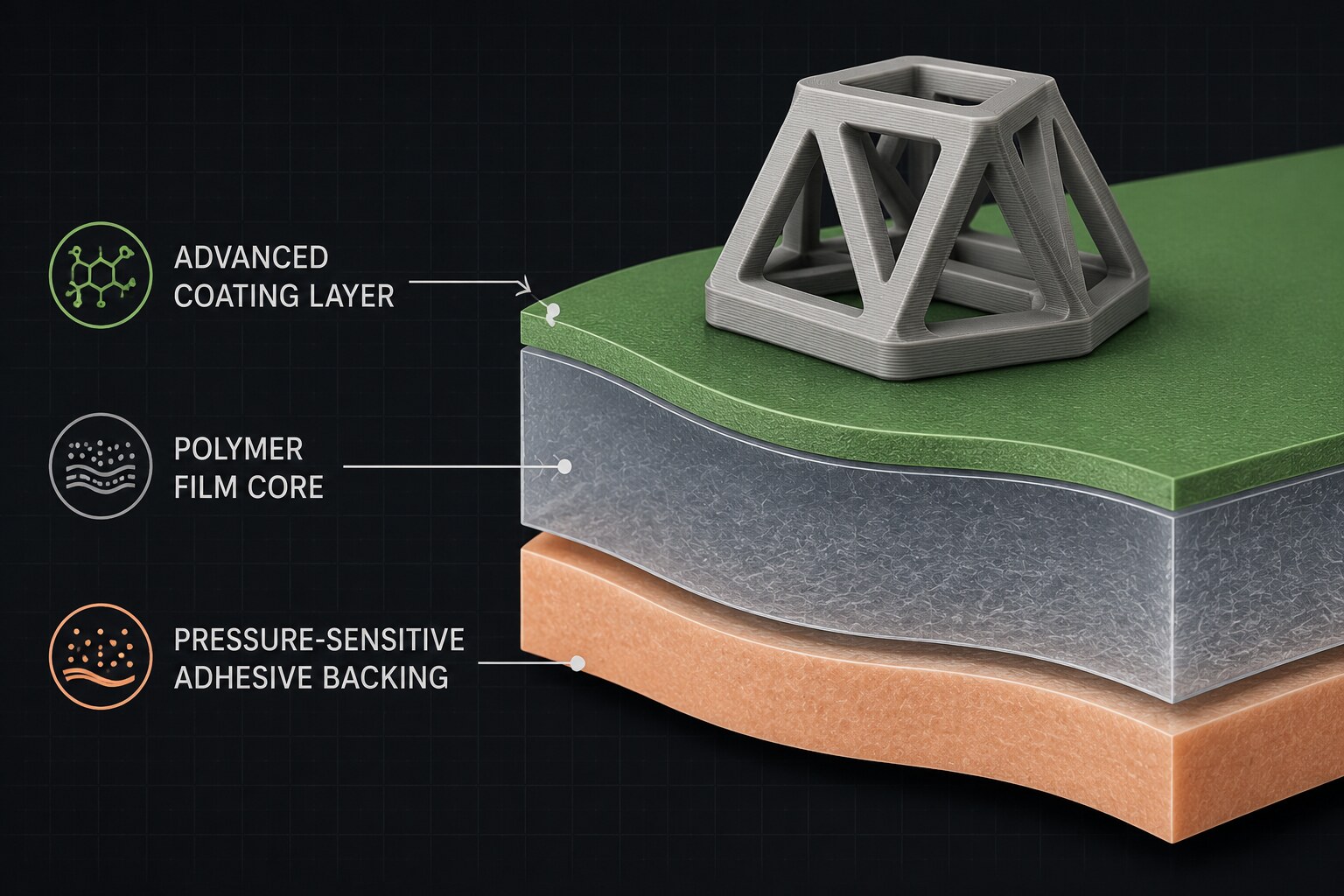 EZ-Stik three-layer polymer film cross-section