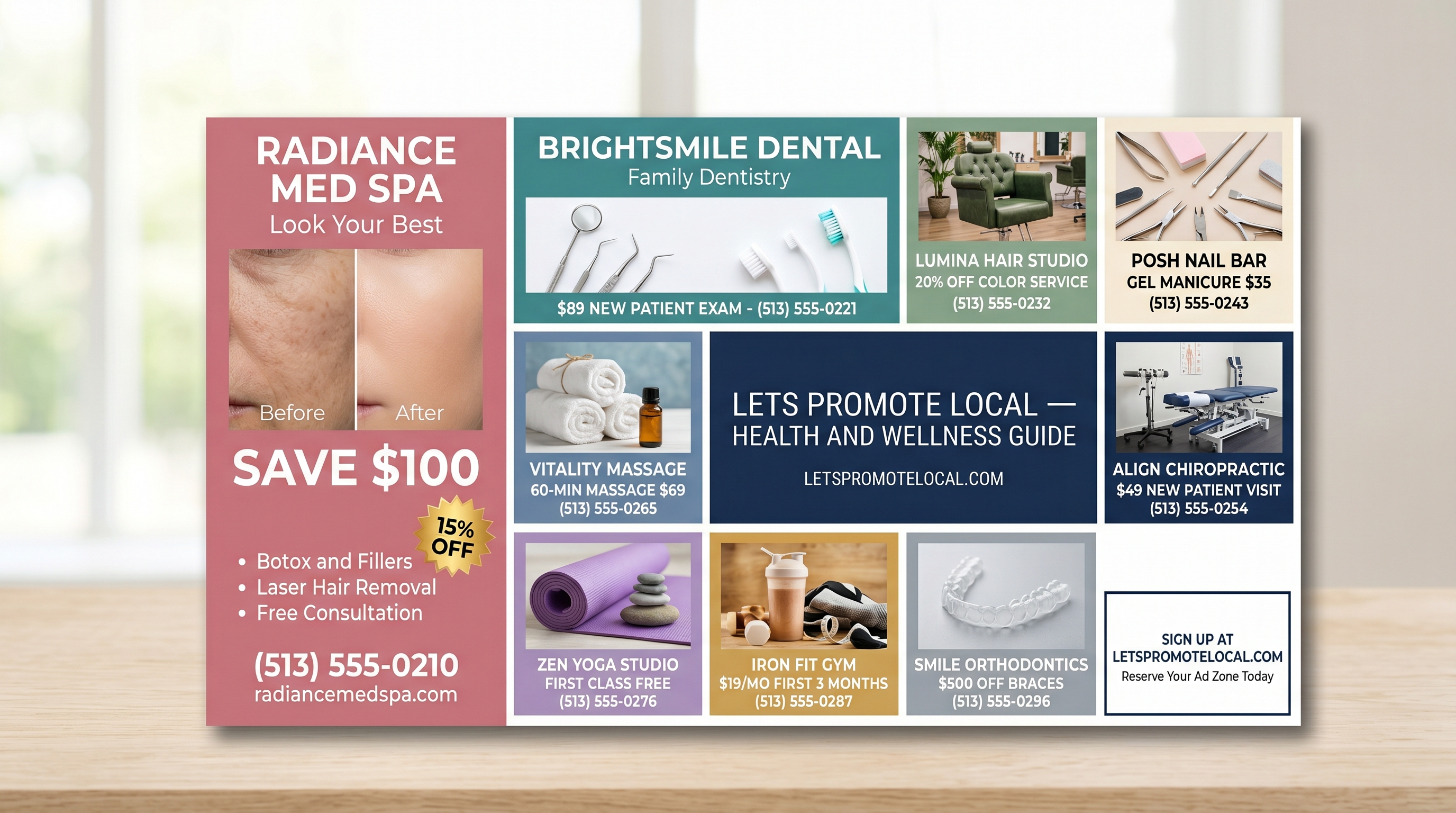 Postcard layout — health & wellness