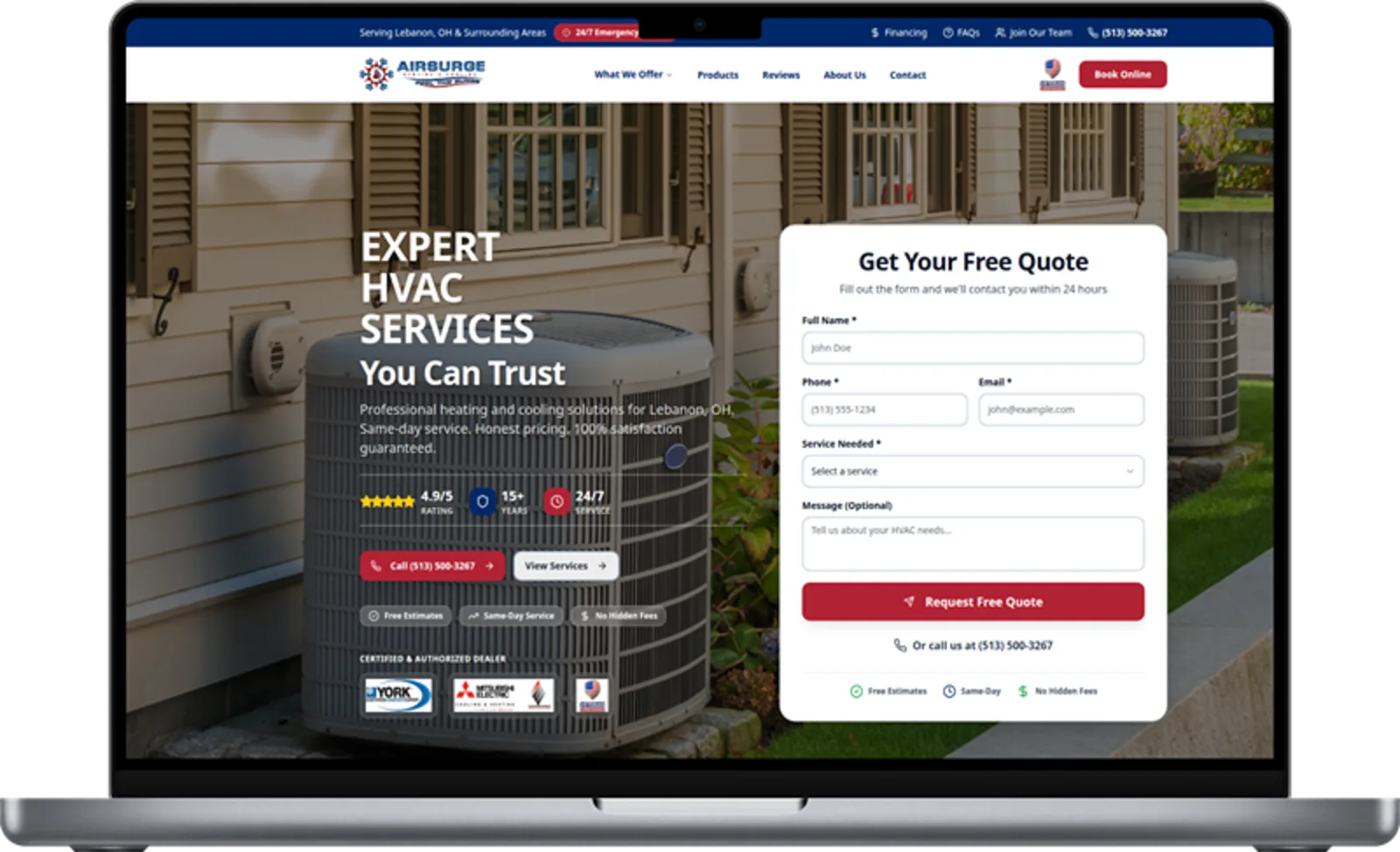 Air Surge Heating & Cooling - Web design project by May Marketing SEO Cincinnati
