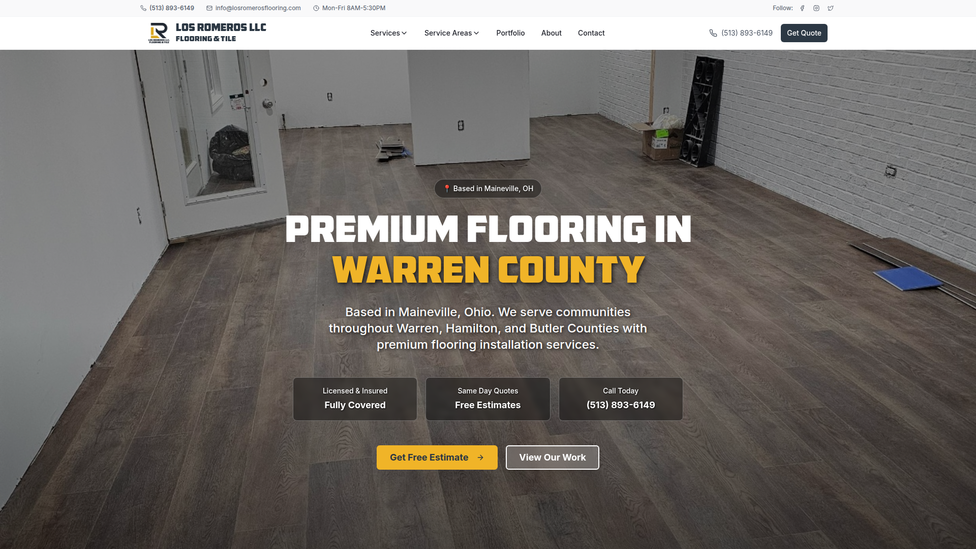 Los Romeros Flooring - Web design project by May Marketing SEO Cincinnati
