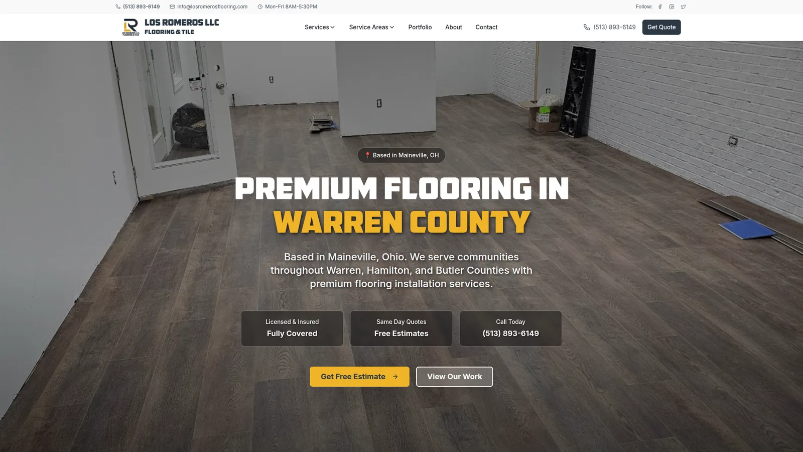 Los Romeros Flooring - Web design project by May Marketing SEO Cincinnati