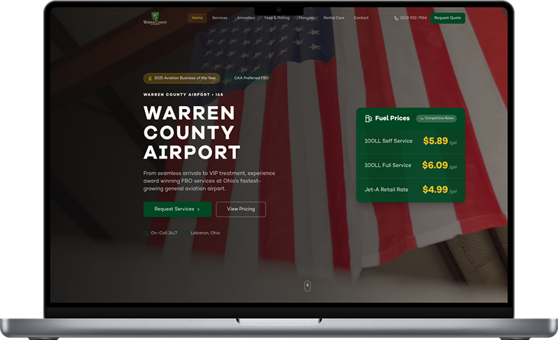 Warren County Airport - Web design project by May Marketing SEO Cincinnati