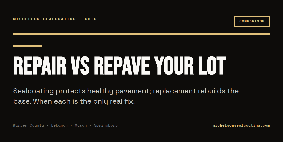 Sealcoating vs Asphalt Replacement: When to Repair vs Repave Your Lot