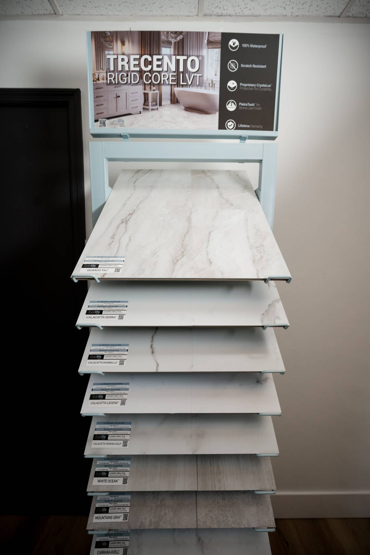 Trecento Rigid Core LVT and luxury vinyl tile samples at Nova Surfaces