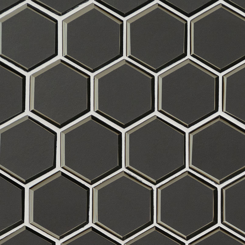 Metallic Gray Beveled 3" Hexagon