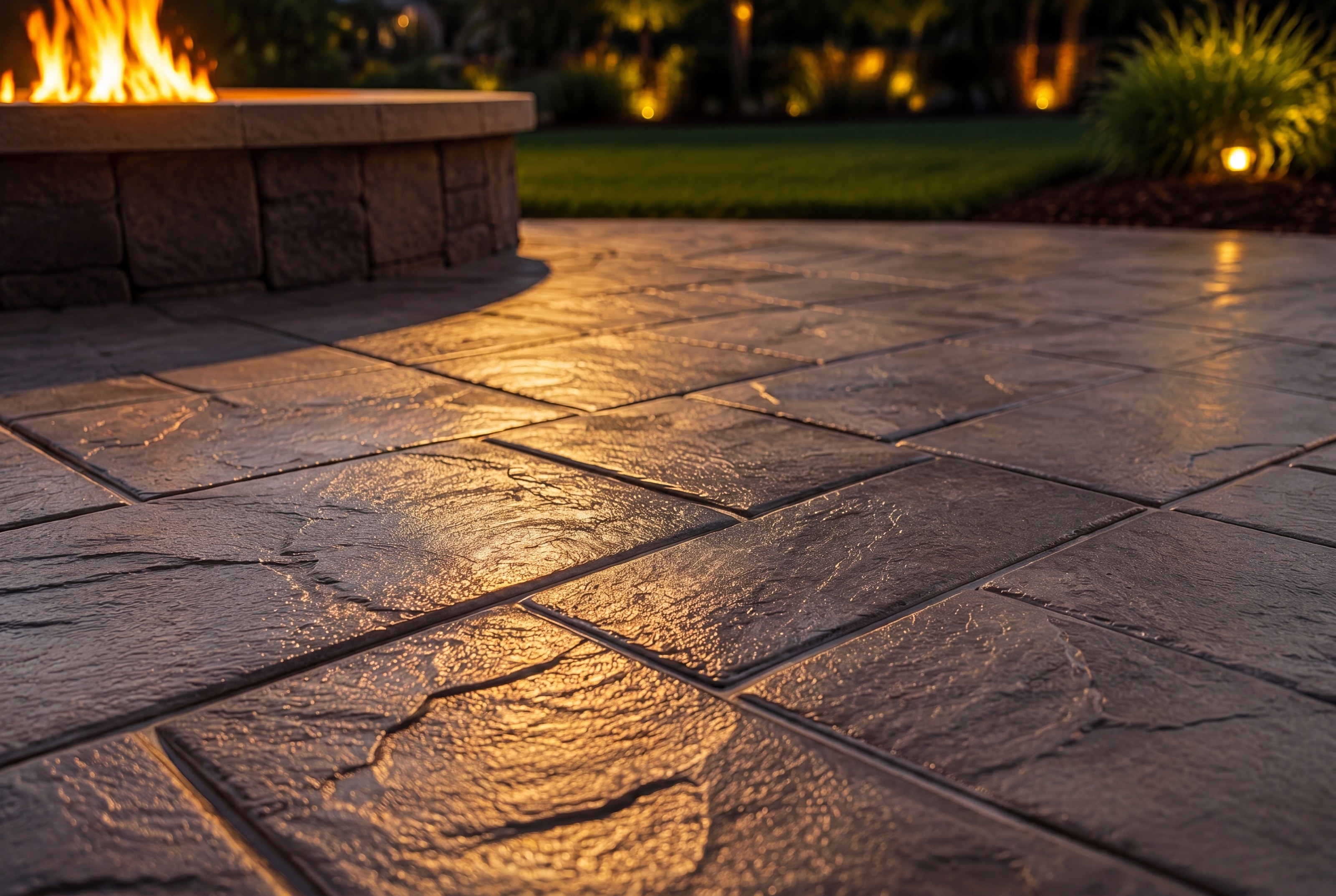 Stamped decorative concrete patio by Ohio Valley Concrete & Hardscapes