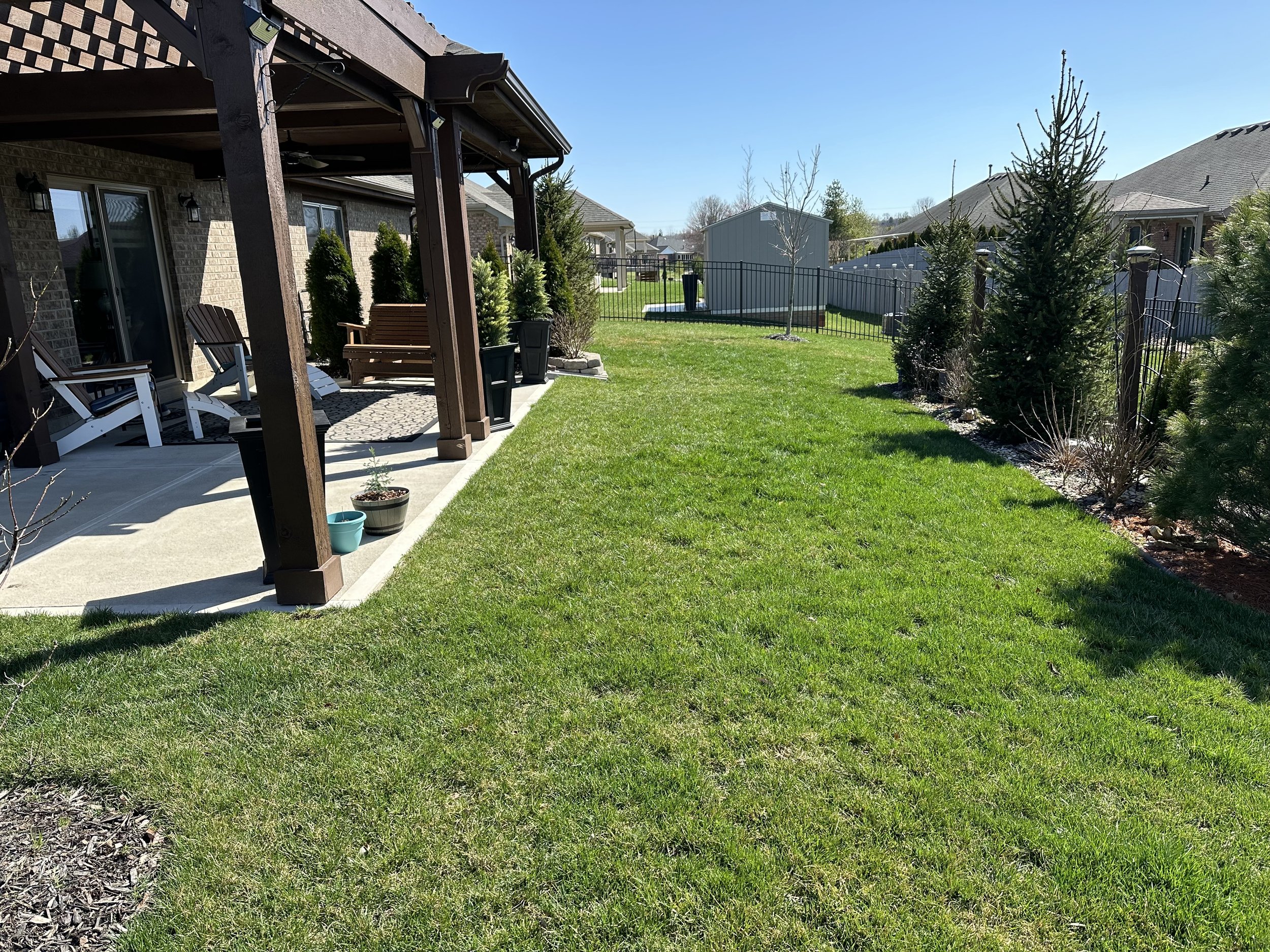 Side view of Lebanon, Ohio backyard before patio and walkway extension
