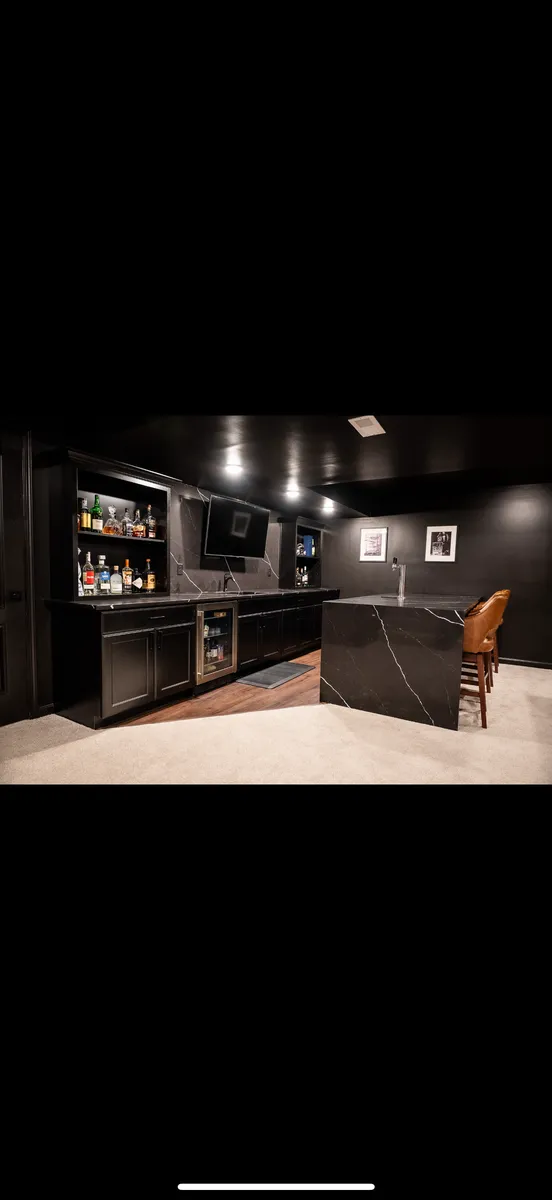 Black Bar with Leather Stools