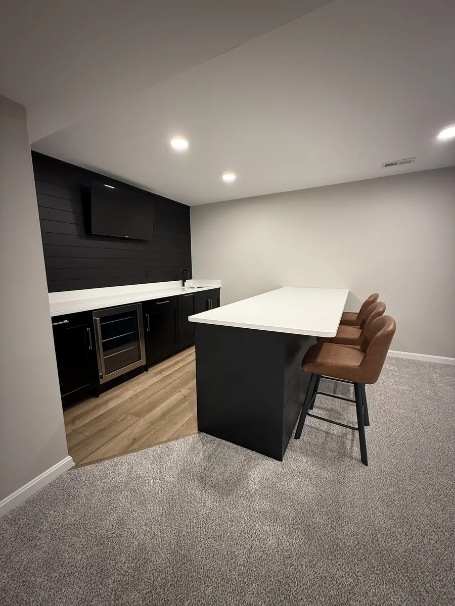 Black Island with Leather Stools