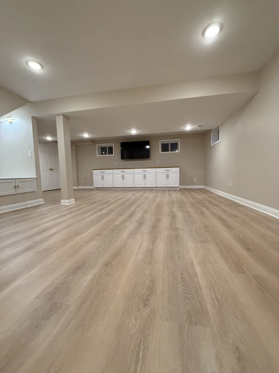 Basement Hallway with TV Niche