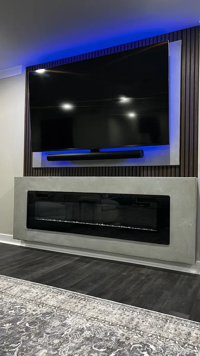 Media Wall with Linear Fireplace