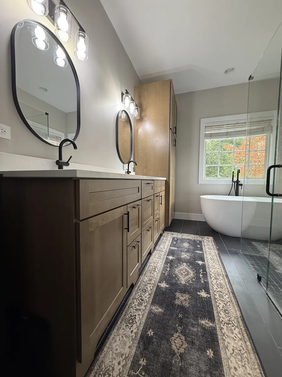Dual Oval Mirror Bathroom with Tub