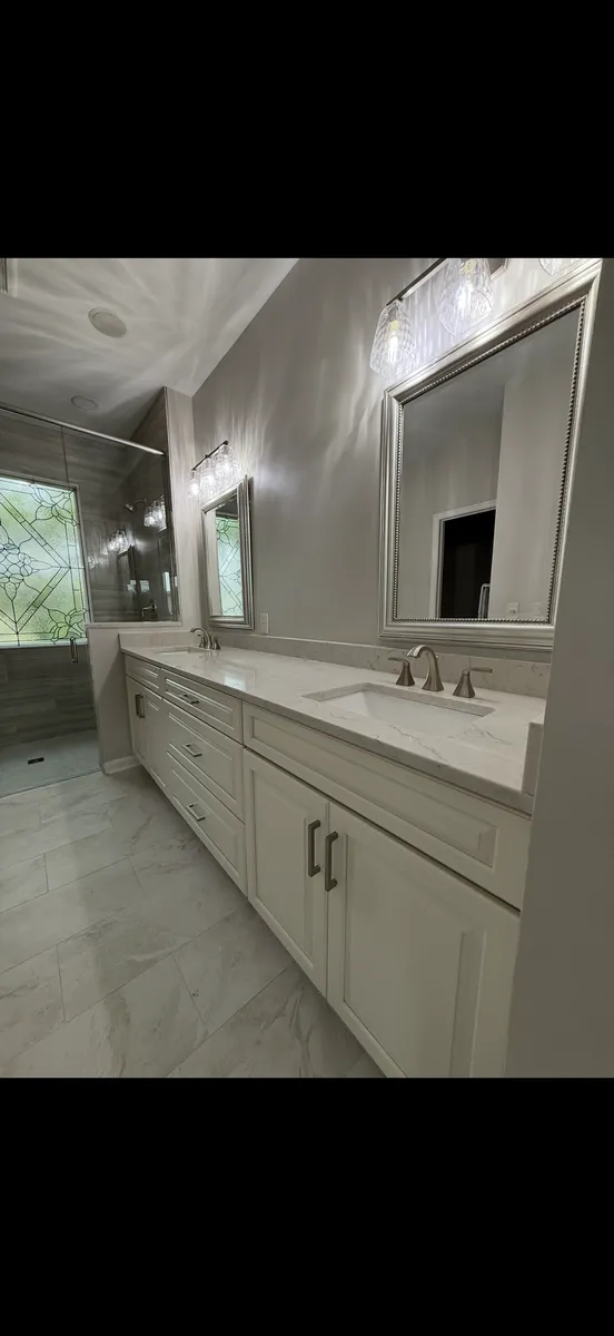 White Double Vanity Bathroom