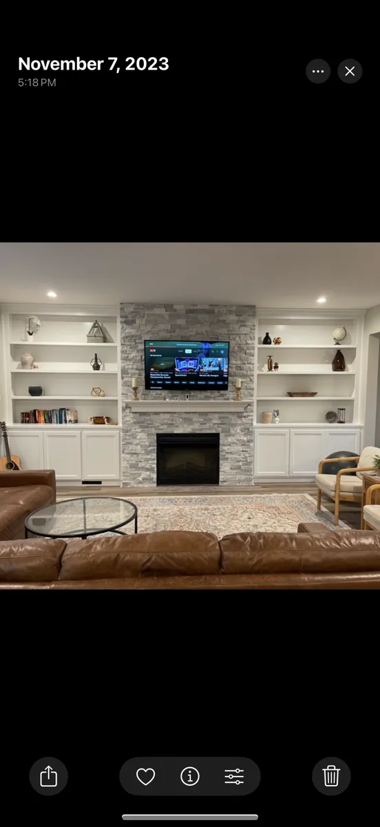 Family Room Stone Fireplace Built-Ins