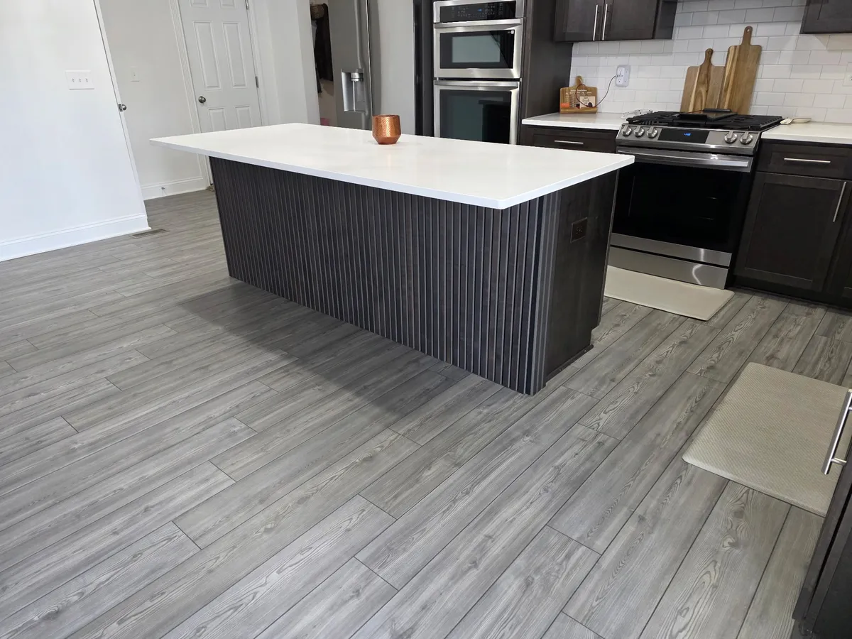 Fluted Waterfall Island Kitchen