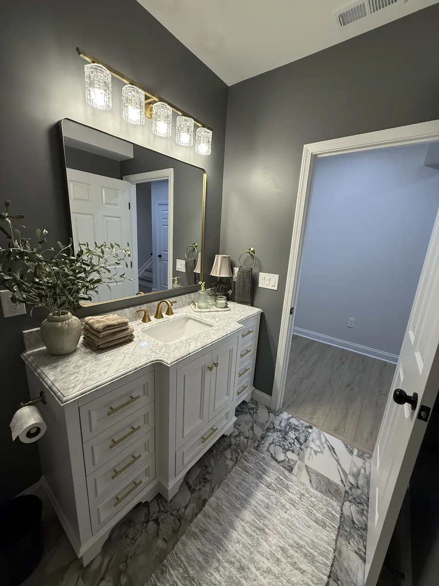 Primary Bath Double Vanity in Gold